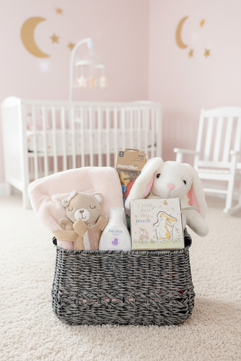 Bunny Baskets Books and Bath - Pink Nursery