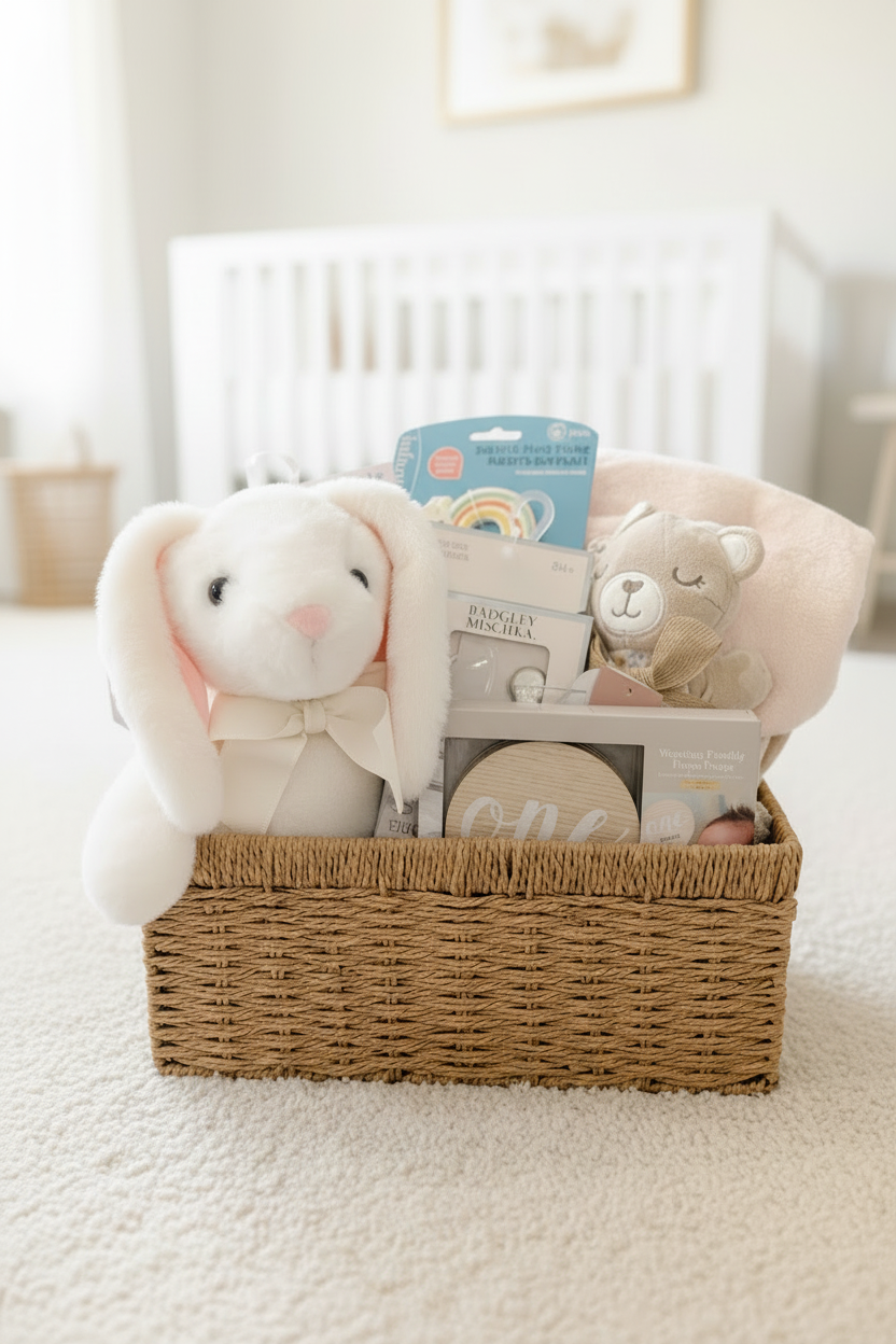 New Baby Essentials Basket - Clean Carpet
