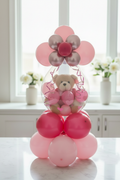 Stuffed Bear Balloon Tower - Airy Pink Background