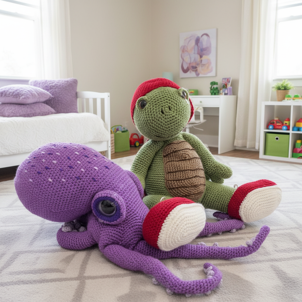 Wiggles and Shelly with colorful accents